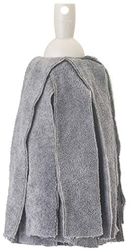 Vigar - Recambio para Fregona - Rosca Universal - 10 x 10 x 15 cm - Microfibra Apta para Lavadora - Máxima Absorción - para Todo Tipo de Suelos - Gris