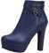 LUXMAX Stivaletti Donna Tacco Alto Blocco Plateau Stivali Tacchi Alti con Cerniera e Fibbia Moda (Blu) - 36 EU