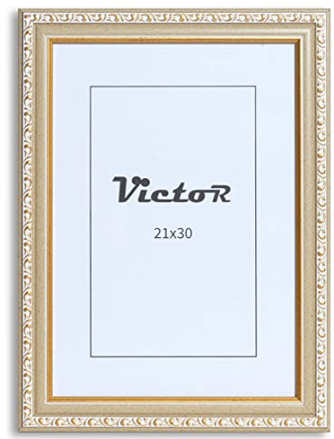 VictoR antiker - kunstvoller Fotorahmen „Chagall“ in Gold Beige - 21x30 cm (A4) Deko Bilderrahmen 20x30 Vintage - geeignet für Urkunden - Bilderrahmen Gold A4 - Barock