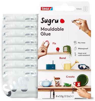 Sugru by tesa - Mouldable Multi-Purpose Glue for Creative Fixing and Making, White, 8-Pack