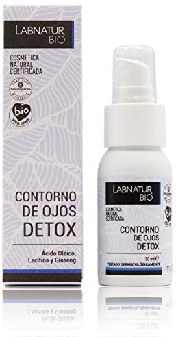 Detox Augenkontur, 30 ml mit Ölsäure, Lecithin und Lysin. Reduziert Tränensäcke und Augenringe. Anti-Falten und Anti-Aging. 100% natürlich mit umweltfreundlichen Inhaltsstoffen. Labnatur Bio.