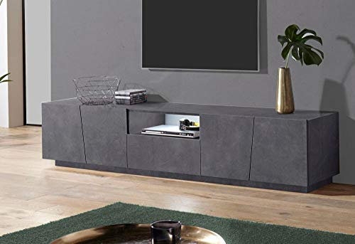 Web Convenienza Mobile TV con 4 Ante e 1 Cassetto - Made in Italy - Mobile Televisore con Anta Contenitore Collezione Sprint per Soggiorno Cucina Sala da Pranzo Mobile Design moderno, Ardesia