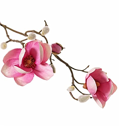 artplants.de Künstliche Magnolie Kostas, rosa-pink, 55cm, Ø5-8cm - Seidenblume Magnolie