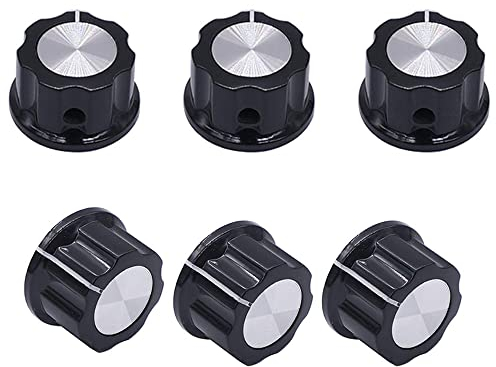CENPEK Drehknöpfe für Potentiometerschalter mit 6,4 mm Durchmesser, 3590s Potentiometer, Durchmesser oben: 23 mm, Schwarz, A03-6,4 mm, 6 Stück