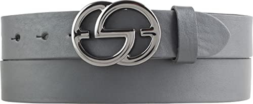 BELTINGER Damen-Gürtel EMIL aus Vollrindleder 3 cm | Schmaler Ledergürtel für Damen 30mm | Schwarz Metallic | Dunkelgrau 85cm