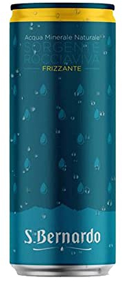 Acqua Frizzante San Bernardo in Lattina Alluminio Multisensoriale | Gocce Sensoriali alla Vista e Tatto | 24 Pezzi da 33 Cl | Plastic Free | Prodotto a Ridotto Impatto Ambientale | Riciclabile