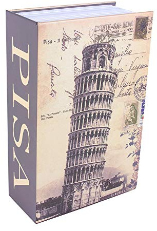 Ablagebuch Safe Aufbewahrungsbox, Buchsafe Tresor mit Schlüssel Bücherregal-tresor Safe Dose Buchtresor mit Schlüsselschloss für Schlüssel und Zahlenschloss(Pisa Leaning Tower Type)