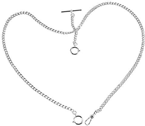 Taschenuhr Kette Albert T-Bar Kette Antik T-Form Hängende Uhrenkette 14 Zoll Einzelgliederweste Gürtel, T4-Silber