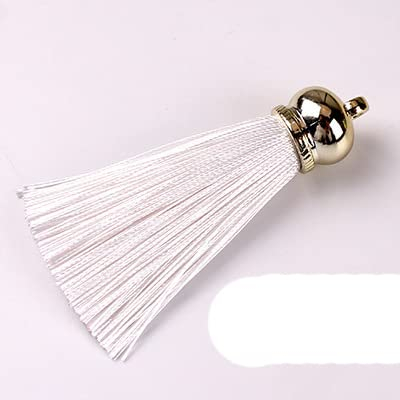 36 Teile/los 5 cm Seide Quasten Ohrringe Zubehör DIY Handwerk Quaste Für Vorhang Schmuckzubehör Schlüsselbund Handy Riemen Anhänger-36 stücke, Weiß