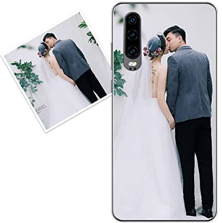 KARTXITAI Coque Personnalisée Compatible avec Huawei P30,Personnalisable Housse Étuis avec Votre Photo Image Texte Etui,Ultra Transparente Silicone en Gel TPU Souple Case+1 x Cordons