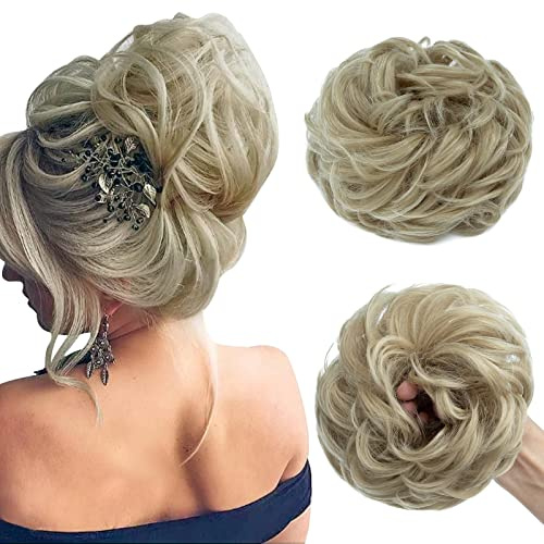 Rich Choices Messy Hair Bun Piece for Women - Scrunchies Hair Piece - Ash Blonde Mix Bleach Blonde