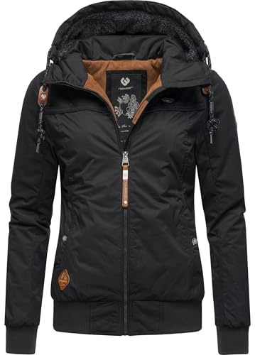 Ragwear Damen vegane Winterjacke Jotty Winter Intl mit abnehmbarer Kapuze | Länge: hüftlang | Wärmegrad 3 von 3 – warm gefüttert | wasserdicht und winddicht | fleecegefütterte Kapuze