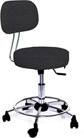 GALIZIA prjme Sgabello con Ruote e Schienale Girevole, Sgabello Lavoro con Schienale ed Altezza Regolabili, per Centri Estetici, Tatuatori, Imbottitura Alta 7cm, Prodotto Italiano (NERO)