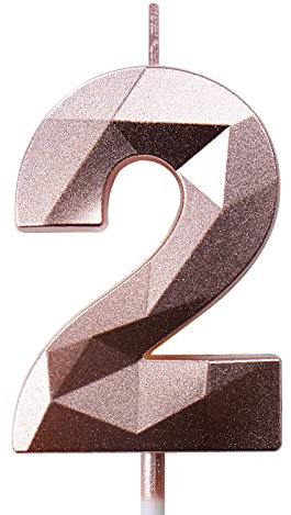 Birthday Candles for Cakes 0-9 Number Candles Rose Gold Birthday Cake Candles for Anniversary Birthday Party Decorations Cake Toppers Number 2 Cake Candles