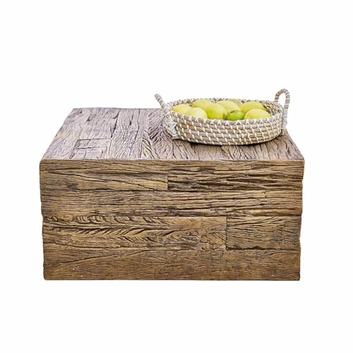 Loberon Couchtisch Glâne, edle Holzoptik, unregelmäßige Oberfläche, outdoorgeeignet, UV-beständig, Gartenmöbel, Terrassentisch, Polyresin, MDF, braun
