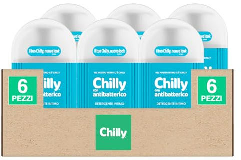Chilly Detergente Intimo Antibatterico Formula Attiva Anti Odore pH 5 per Difesa e Protezione con Agenti Igienizzanti Clinicamente Testato - 6 Flaconi da 300ml