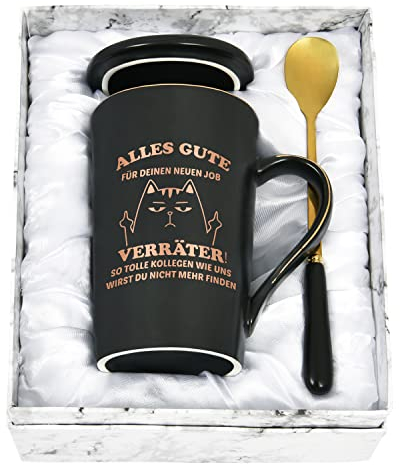 Joymaking Abschiedsgeschenk für Kollegen Kaffeetasse, Geschenk zum Abschied Tasse mit Spruch - Alles Gute für deinen neuen Job - Abschiedsgeschenk Jobwechsel für Freund, Schwarz