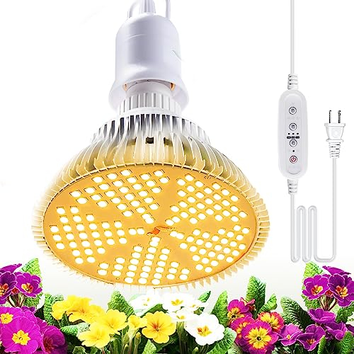 Lámpara LED para plantas con temporizador y sistema colgante, temporizador de 9 H/12H/15H, 150 ledes Sunlike de espectro completo con cable de alimentación de 16,4 pies para jardín, invernadero,