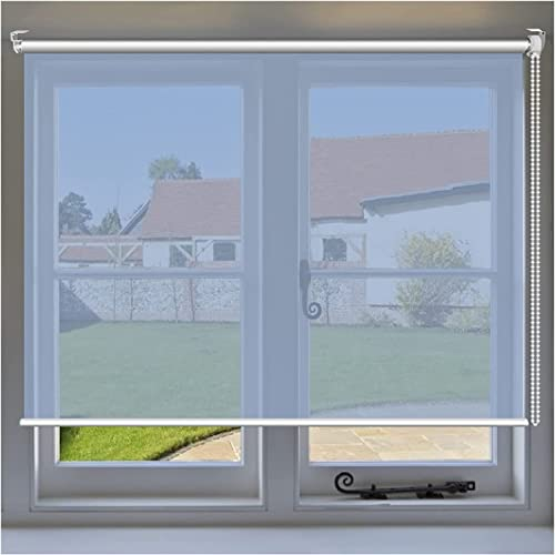 Rollos Einweg-Fensterrollo for Raumverdunkelung / Wärmereduzierung / UV-Schutz, blauer Spiegel-Sonnenschutz mit silberner Rückseite und Hardware, Schlafzimmer, Küche, Wohnzimmer – 1-Wege-Durchsichtrol