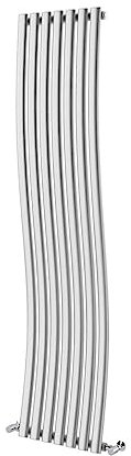 Go Bathrooms Wave Vertical Radiator 1785 x 413mm White Oval Single Column Panel Central Heating Radiator Bathroom Radiator Curved Tall Kitchen Radiator