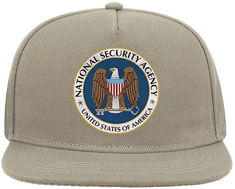 NSA National Security Agency United States of America Eagle 5 Panel Snapback Flat Visor Cap Hat Baseballmütze Grau