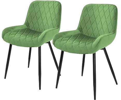 ML-Design 2er Set Esszimmerstühle, Salbei, Sitzfläche aus Samt, Metallbeine, Esszimmerstuhl mit Rücken- und Armlehnen, Küchenstühle Küchenstuhl Wohnzimmerstühle Wohnzimmerstuhl Polsterstuhl Stühle