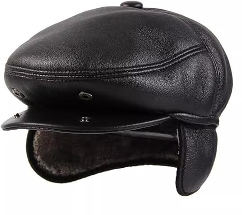 Lievsious Herren Schiebermütze gefütterte Schirmmütze mit Ohren- und Nackenschutz Herbst Winter Mütze warm mit Ohrenklappen Schirmmütze mit ausklappbarem Ohrenschutz Flatcap (M)