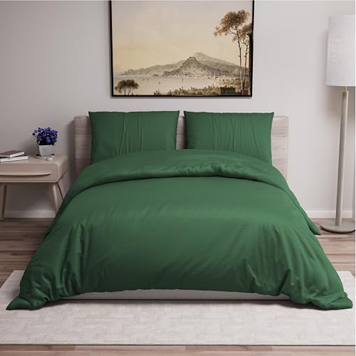 Dreamzie - Bettwäsche Set 240x220 cm mit 2 Kissenbezügen 80x80 cm Grün - Bettbezug 240x220 Erwachsene aus 100% Mikrofaser - Zertifiziert ohne Chemikalien (Oeko TEX)