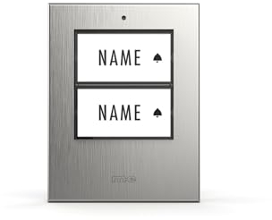 m-e Klingeltaster KTF-2 EG für 2-Familienhaus | Namensschilder mit Beleuchtungsautomatik | Hochwertiges Gebürstetes Edelstahl-Frontgehäuse | Haustürklingel Klingelschild Klingelplatte Aufputz