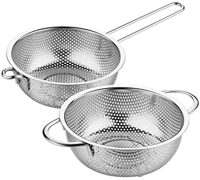 FUNOMOCYA Colador de metal para verduras con pequeños agujeros, colador de cocina con función de filtro, colador de acero inoxidable