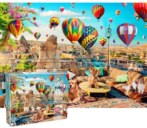 Puzzle 1000 Teile, Erwachsene und Kinder Puzzle 1000 Teile,High Difficulty Familienpuzzlespiel,Dekompressionsspiel,Romantic Balloon Puzzles
