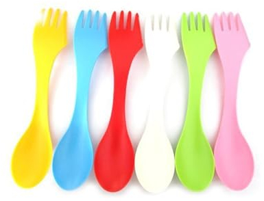 AIYONG 6 pièces/set 3 en 1 Cuillère Fourchette Couteau Set de Couverts Mixed Couleur Portable Camping Randonnée Ustensiles Cuillère Vaisselle Multifonctionnelle, Couverts de Voyage