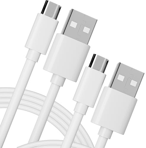 pluX 1M 2PACK Micro USB Charger Cable - Fast Charging for Samsung Galaxy, Android, Kindle, Xbox, PS4, Tablet - White