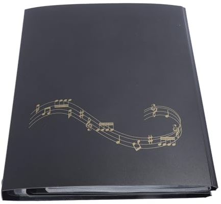 Erweiterbarer Notenordner mit 52 Seiten Kapazität, 4-seitiges A4-Blatt, Verdickte Außenhülle, Abnehmbare Schnalle, Vielseitig Einsetzbar für Klavier, Tastatur, Violine und Cello