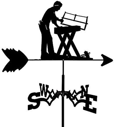 Generic Girouette en Métal en Bois, Extérieur Jardin Toit Paddock Décoration Girouette Creux Direction du Vent