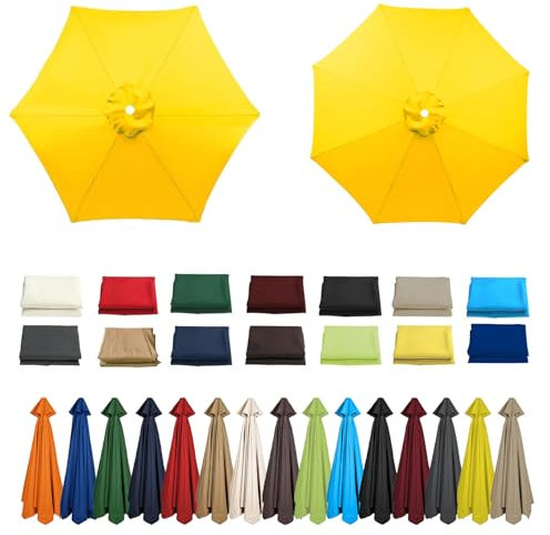 HonunGron Replacement Fabric Garden Parasol Canopy Cover, 2m/2.30m/2.5m/2.7m/3.0m Umbrella Replacement Cloth, Replacement Parasol Cloth For 6/8 Arms Cantilever Parasol (6 ribs-2.5m(8.2ft),Yellow)
