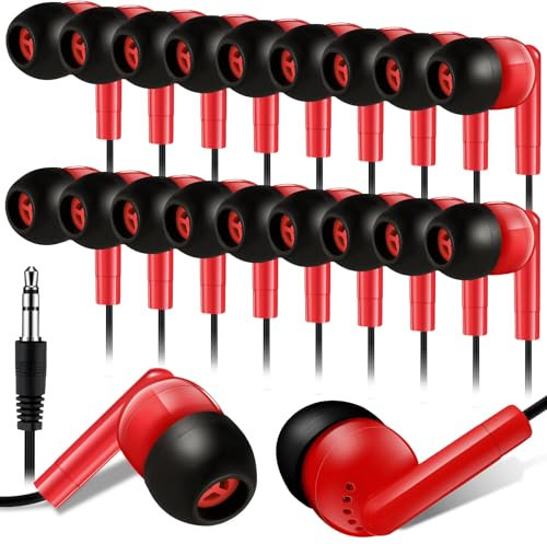Kanayu Paquete de 100 auriculares con cable a granel para aula, auriculares básicos para estudiantes, sin micrófono, con conector de 3.5 mm para niños, escuelas, bibliotecas, portátiles, empaquetados