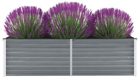 Myheimly Garten-Hochbeet Verzinkter Stahl Gartenbeet Pflanzbeet Frühbeet 160x40x45 cm Grau