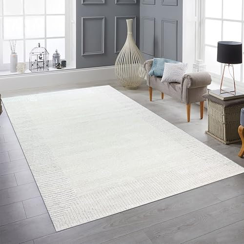 Teppich-Traum Teppich Wohnzimmerteppich Esszimmer Schlafzimmerteppich hell fußbodenheizung geeignet Strichemuster in Creme, 200 x 290 cm