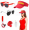 Eowppue Baywatch Kostüm - Das ultimative Set für den Strandretter Look: Roter Sonnenhut, Brille, Schwimmboje Schlüsselanhänger, Pfeife