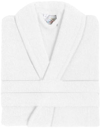 Acomoda Textil – Albornoz Unisex de Rizo para Baño Absorbente, Suave y Cómodo. Albornoz de Ducha para Hombre y Mujer Ajustable con Bolsillo para Piscina, Spa y Gimnasio. (Blanco, Talla XL)