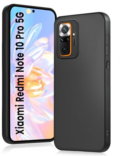 HuwaiH Handyhülle für Xiaomi Redmi Note 10 Pro 5G Hülle, Upgraded Kameraschutz, Anti-Schock Schutzhülle, Unterstützt kabelloses Laden, Antikratzer Anti-Fingerabdruck Schwarz TPU Hülle