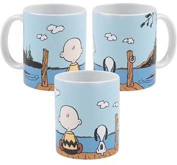 The Peanuts Snoopy Tasse - See Charlie Brown Kaffeetasse Becher Kaffeebecher aus Keramik Weiß 320 ml
