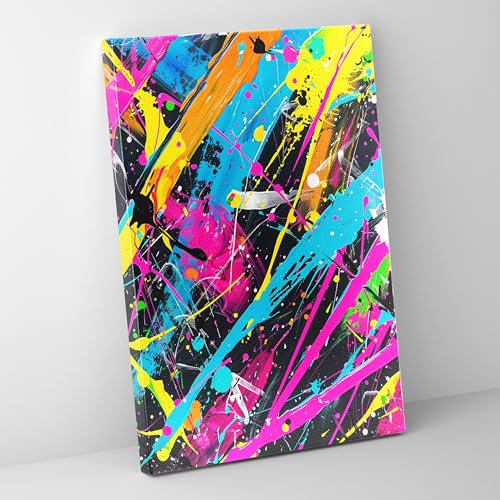 Pintura de acción de neón para pared, pintura de acción, lienzo, decoración del hogar, 20 x 28 pulgadas