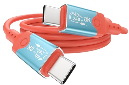 ELUTENG USB C auf USB C Kabel für iPhone 17, 240W 40Gbps 1M PD Schnellladekabel Typ C Gewebtes Ladekabel für iPhone 16 15 Seirs, für Samsung Galaxy S24 S23 S22, für iPad, für MacBook, Rot