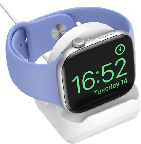 Astorgos Supporto per Caricatore Compatibile Apple Watch Ultra2/Ultra/SE2/Series 10/9/8/7/6/5/4/3/2/1,Supporto di Ricarica in Silicone per iWatch Series 49mm/46mm/45mm/44mm/42mm/41mm/40mm/38mm, Bianco