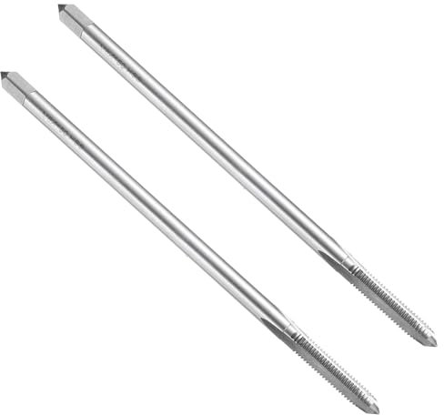 sourcing map 2pcs Straight Flute Thread Taps, M6 x 1 H2 150mm Extra Long Metric Screw Machine Tap Threading Tapping Tools, High-Speed Steel 6542 (HSS 6542)
