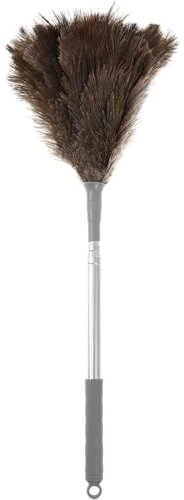 Plumeau télescopique en plumes d'autruche - 130 cm/190 cm - Duster - Ventilateur de plafond léger - Avec poignée anti-glissement - Pour lustres, meubles en verre - Électronique (130 cm)
