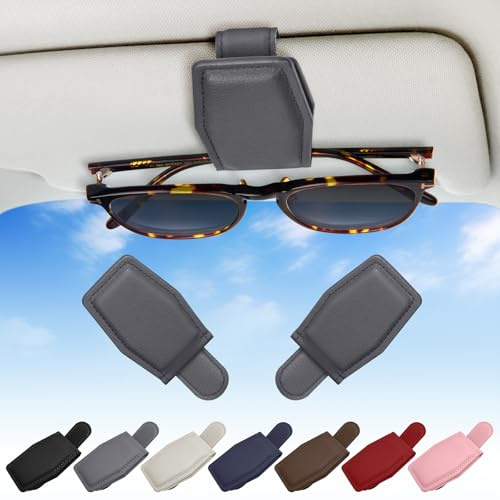 Bryze 2 Pack Magnetic Sunglasses Holder for Car Visor - Secure Clip with Universal Fit for Most Glasses, Non-Slip Design & Compact Storage Accessory (Grey)