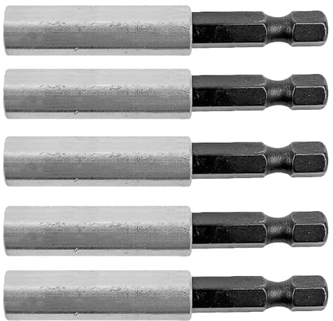 HERO Bithalter 5 Stück Bit Halter 1/4 Bits Adapter leicht magnetisch 6-Kant Halterung 60 mm Universalhalter Sechskant Standard-Bithalter Bit Aufnahme für Akkuschrauber, Bohrmaschine, Schraubendreher